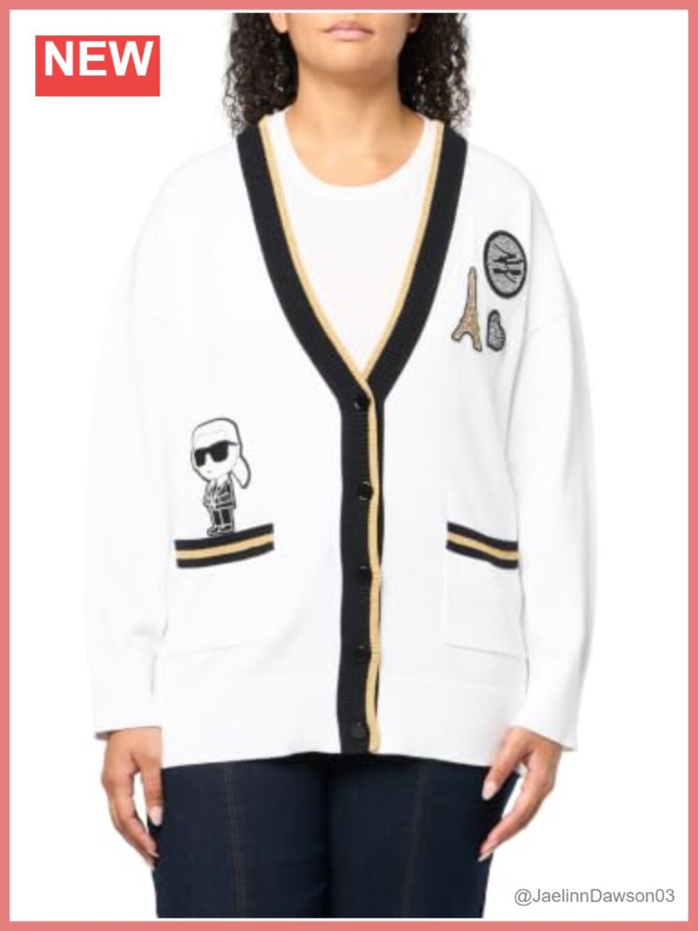 Oversized Cardigan Sweater Long Sleeve V-Neck Cotton Blend Whimsy Patches